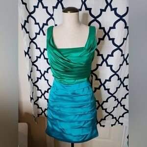 Express Blue & Green Ruched Dress